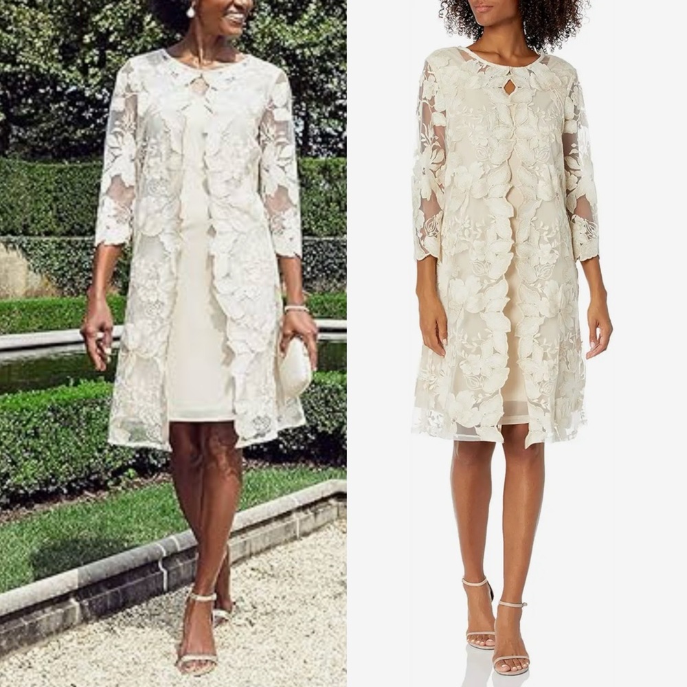 ALEX
EVENINGS
Embroidered Mock Jacket Dress Taupe--Beige
Size 10 - Picture 5 of 10